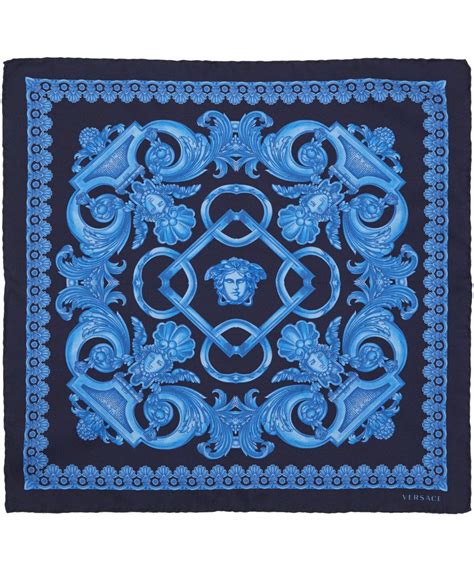 versace blue scarf cotton viscose|Versace foulard scarf.